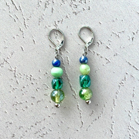 Escape Route - Glass Bead Dangle Earrings - Picture 6 of 6